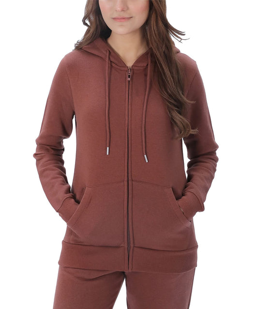 LADIES FULL ZIP HOODIE CASUAL CHOCOLATE M